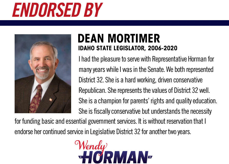 Dean Mortimer, Idaho State Legislator 2006-2020